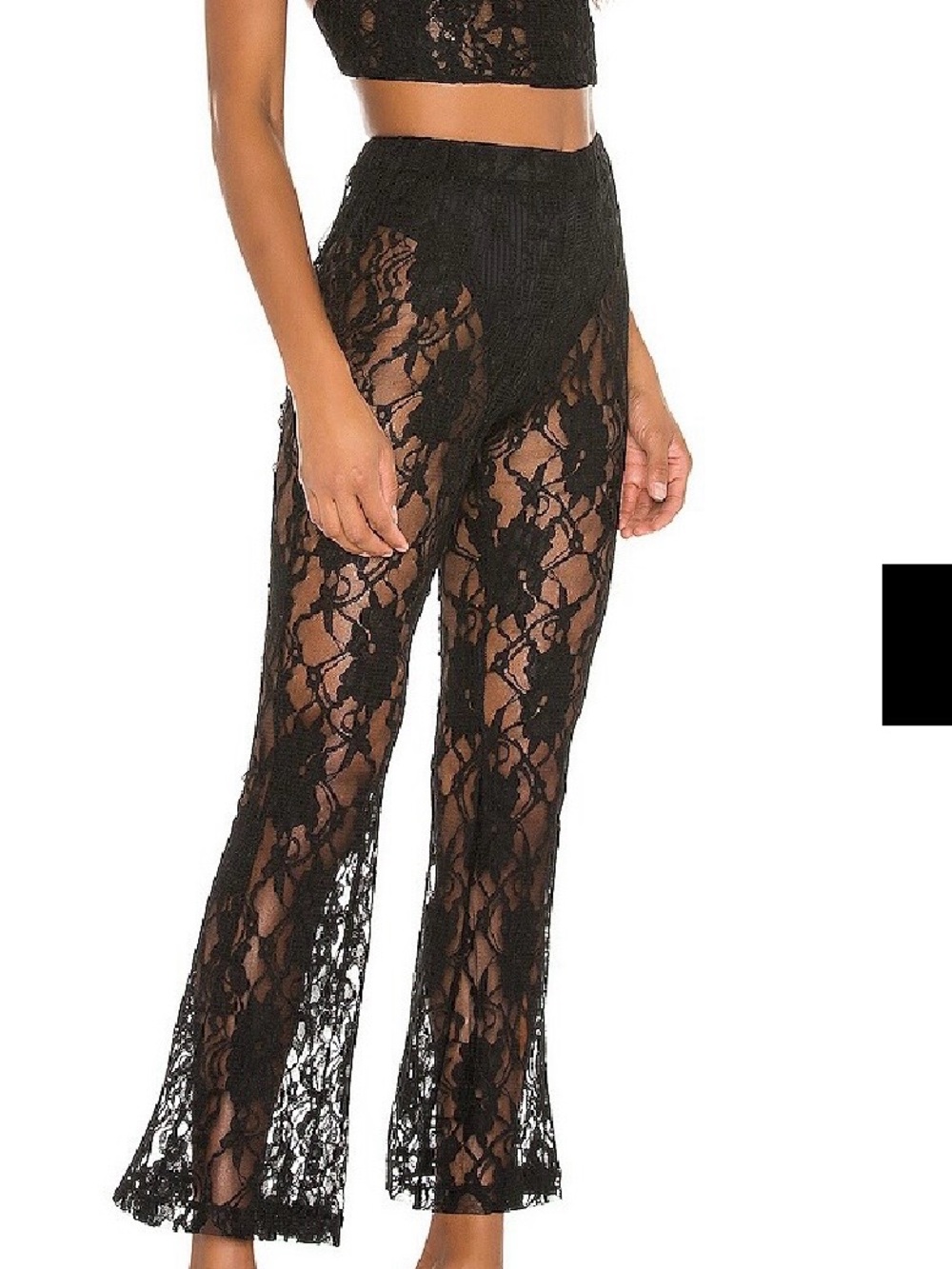superdown Black Lace Flare Pants Set